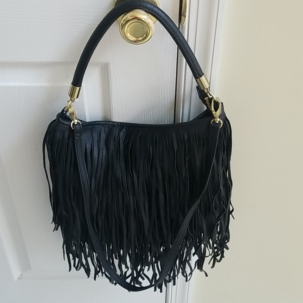 Black Stylish Fringed Bag